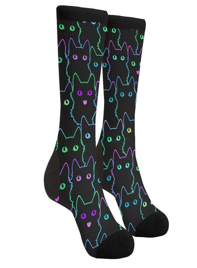 bassyil Black Cat Socks Novelty Crew Socks Casual Funny Crazy Dress Socks For Women Men - Image 1